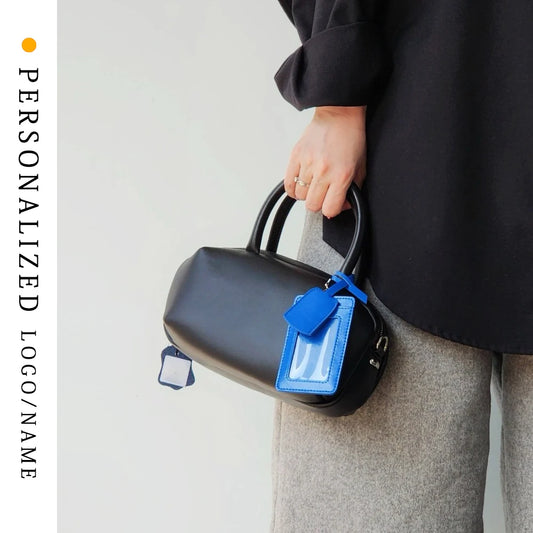 Free Custom First Letter 2025 New Bowling Bag Retro Pillow Bag Versatile One-shoulder Crossbody Bag Women's Contrasting Color