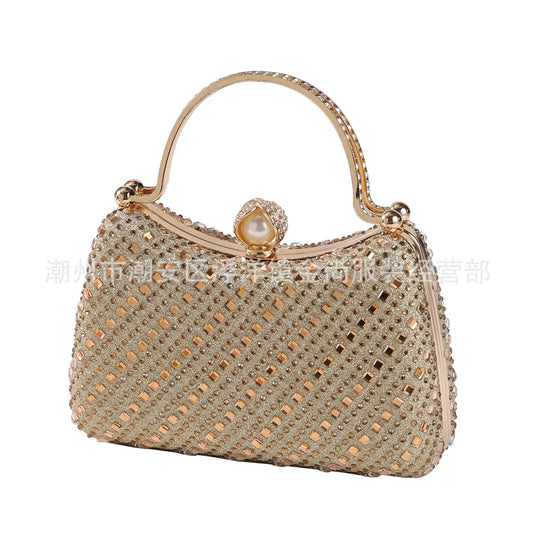 2025 new hand-held diamond-encrusted dinner bag handbag women's dress cheongsam banquet shoulder messenger bag chain bag