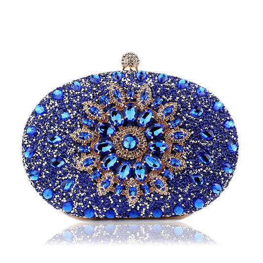 Diamond Crystal Women Make Up Cosmetic Evening Shoulder Messenger Clutch Bag Phone Purse Handbag Golden Silvery Red Pink Black