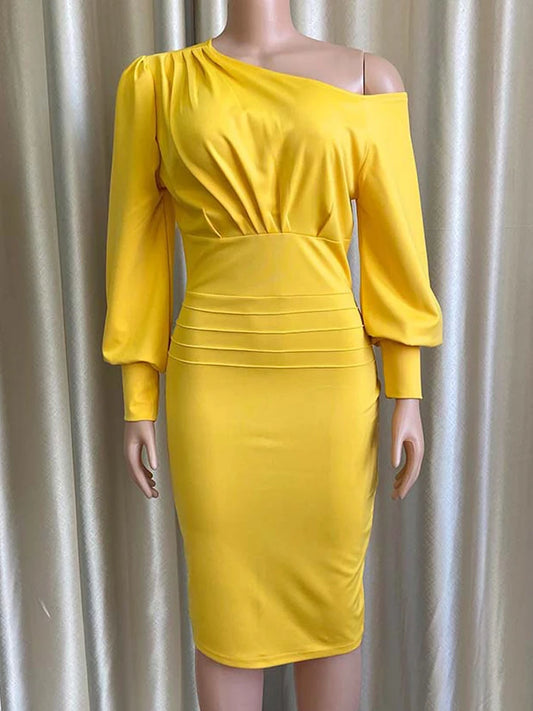 Solid Long Sleeve Plus Size Dress Women Large Off Shoulder Big Dresses Lady Spring Party Tight Curvy Dress