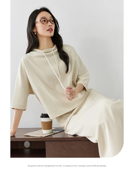 VIMLY Fashion Women's Skirt Sets 2 Piece Outfits Woman 2025 Spring Autumn Drawstring Top and Maxi Skirt Female Clothing A0231