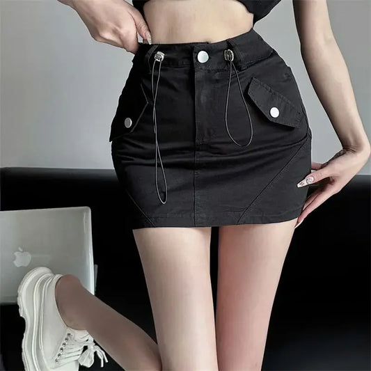 Wrap White Tight with Strings Female Skirts Short Mini New in 2025 Trend Korean Fashion Clothing Sales Modest V Women's Skirt