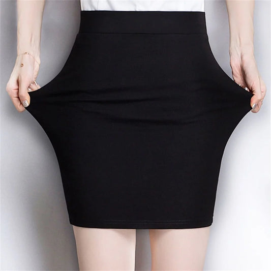 Women Clothing Business Casual Solid Color High Waist Pencil Skirt Summer All-match Slim Mini Dress Office Ladies Black Skirts