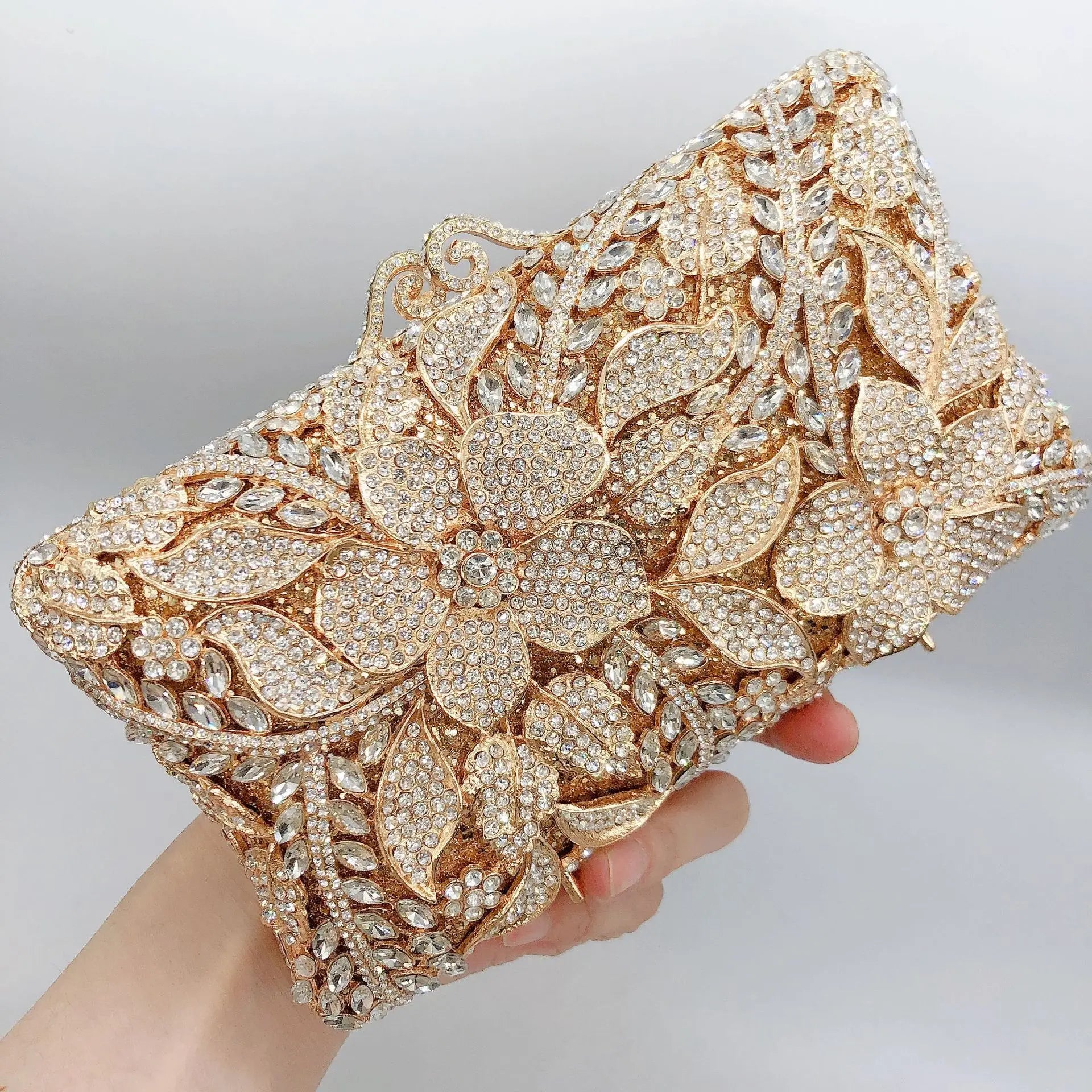 XIYUAN Evening Bags Gold/Silver Chain Shoulder Bags for Women Handbags Stones Day Clutches Diamonds Metal Ladies Clutch Handbags