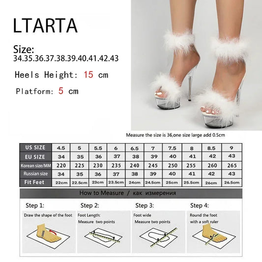 2025 Spring New Women's Clear Heel Sexy Sandals - 14cm Heel & 4cm Platform, Party/Club Slippers for Girls