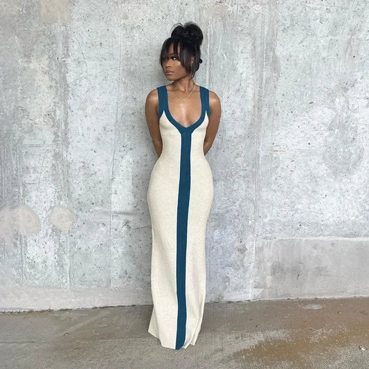 2025 Y2K INS Clothes Elegant Strap Sleeveless High Waist Slit Bodycon Evening Dress Sexy V Neck Corset Party Dress for Women