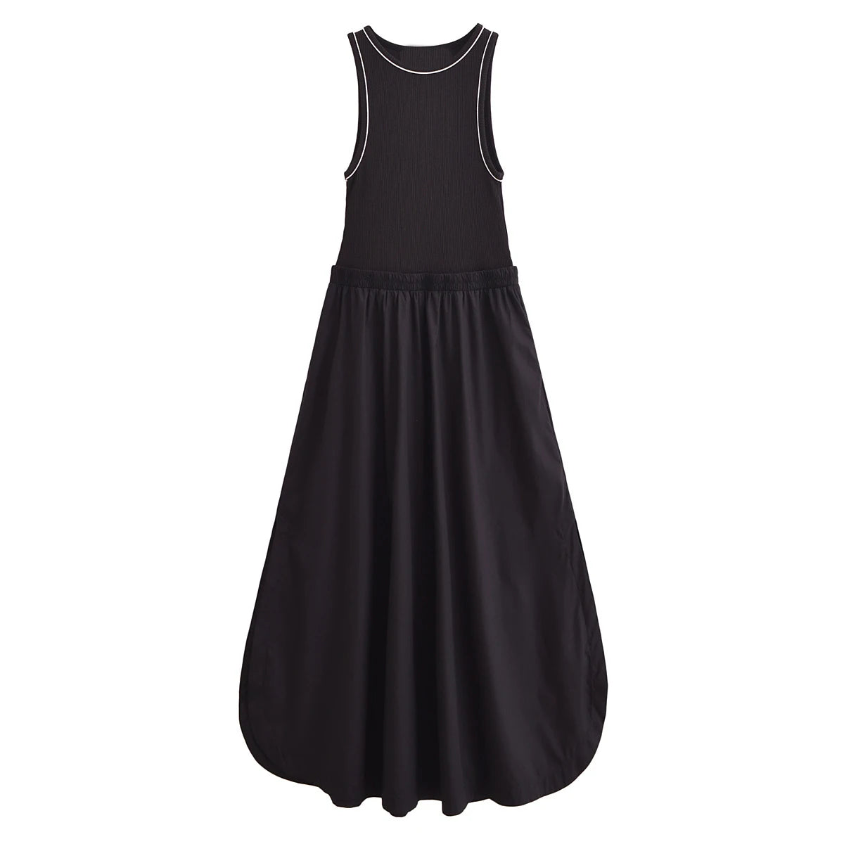 UNIZERA women's patchwork sleeveless round neck MIDI solid color temperament spring new dress