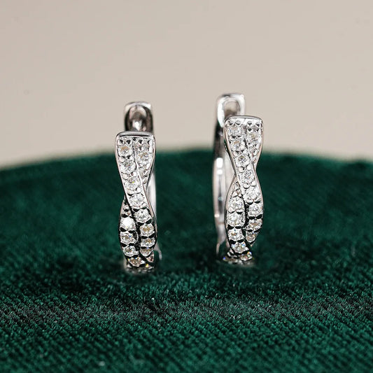 European-American Trendy Vintage Ear Clips PT950 Platinum Women's! 0.5CT Moissanite Elegant Hoops, High-End Eye-Catching & Chic