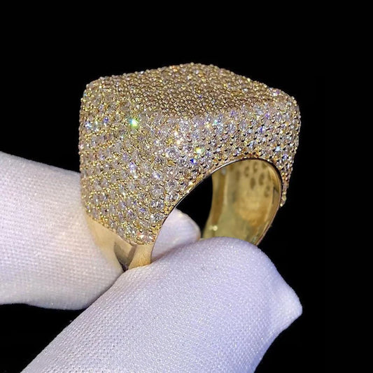 Huitan Geometric Square Shaped Cubic Zirconia Women Rings for Wedding Engagement Band Accessories Sparkling Trendy Jewelry