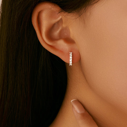 MODIAN D Color Moissanite Small Hoop Earrings 925 Sterling Silver Hollow Sparkling Ear Buckles For Women Wedding Fine Jewelry