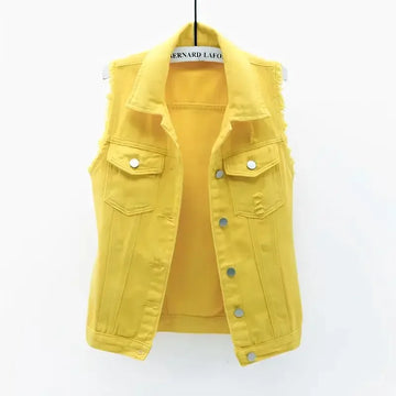 Fashion Denim Vest Women's Cropped Spring Summer Sleeveless Tops Short Jackets Waistcoat Top Outerwear Jean Cowboy Female