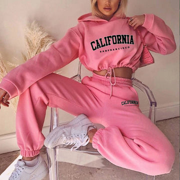 2025 Womens Tracksuit Casual Waist up Hooded Sweatshirts+Trousers 2 Pcs Sets Sports Jogging Suit Daily Exercise Women Pants Set