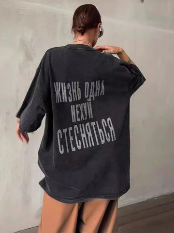 Summer Diamond Tee Casual Oversize T Shirt Streetwear Loose Top Harajuku Letter Printed T Shirt Women