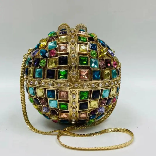 Lady Green/Silver Rhinestone Evening Bag Women Crystal Prom Clutches Lady Stones Wedding Party Handbags Shoulder Bags Handbag