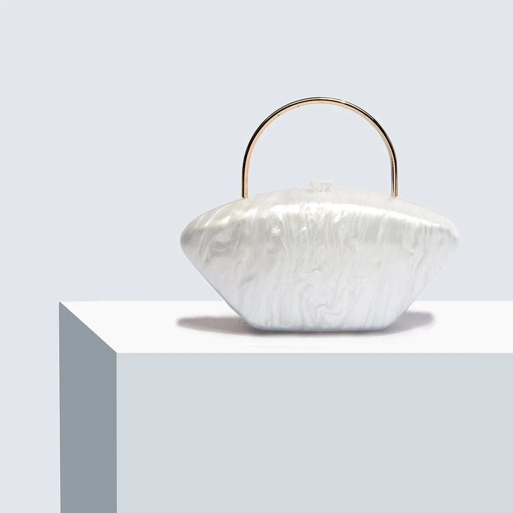 Dinner Bag with Acrylic Wave Design: A Fashionable, Simple, and Elegant Small Square Box Bag Ideal for Celebrities and Perfect f
