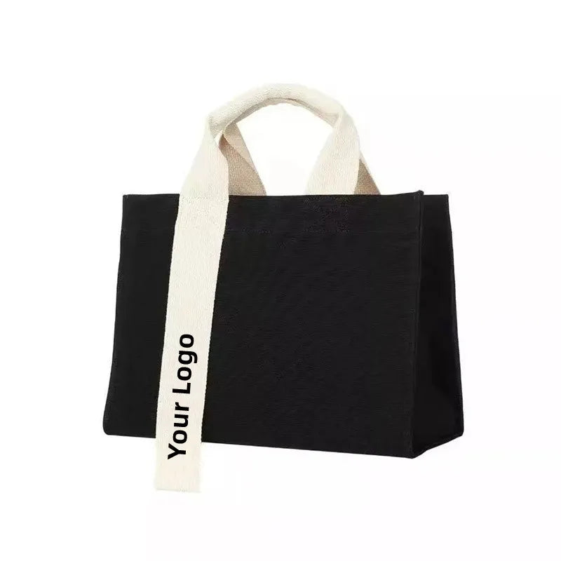 100Pcs/Lot New Style Canvas Custom Tote Cotton Bag Small Size High Quality for Women Carry Durable Eco-Friendly