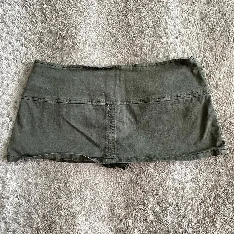 New retro green low waist mini denim skirt for women Y2K summer harajuku gothic sexy style girl fashion street shorts