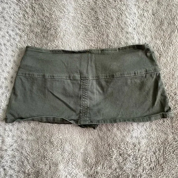 New retro green low waist mini denim skirt for women Y2K summer harajuku gothic sexy style girl fashion street shorts
