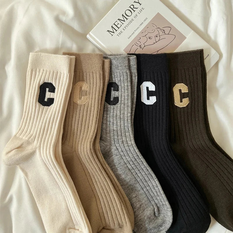 5 Pairs/Lot Socks Women's Cotton Print Short Ankle Set White Sports Cycling Running Compression Summer Breathable