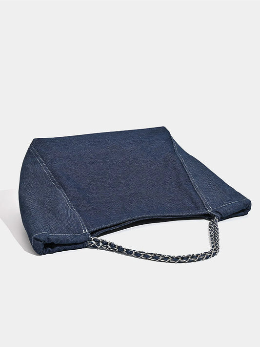 Fashionable canvas bag, large capacity crossbody bag, daily commuting tote bag, chain strap shoulder bag