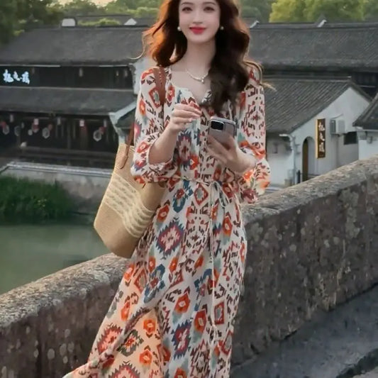 Summer New Fashion Floral Dress Elegant Style