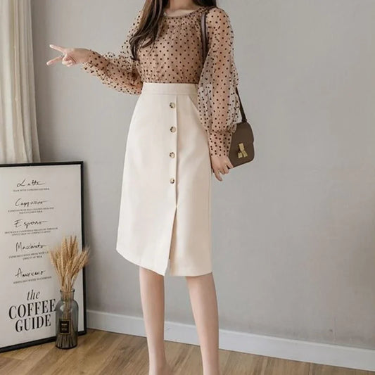 Tight Office Formal Skirts for Women Zipper Wrap High Waist Midi Woman Skirt Korean Style Modest Premium Chic and Elegant Luxury
