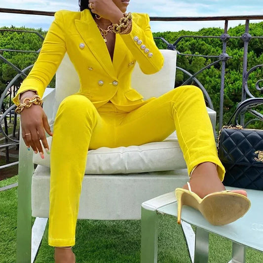 ZL1330 Stocking 2022 Autumn/Winter Elegant Women's Suit Jacket Straight-Leg Pants 2-piece Set Chic European Style