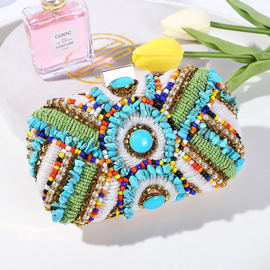 New color beaded bag fashion evening dress bag party reception bag ladies one shoulder sling reception bag holiday gift bag