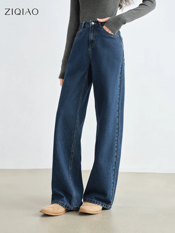 ZIQIAO American Retro Denim Micro Arc Scimitar Pants Women 2025 Early Autumn New Banana Pants Mopping Pants 25ZQ93042
