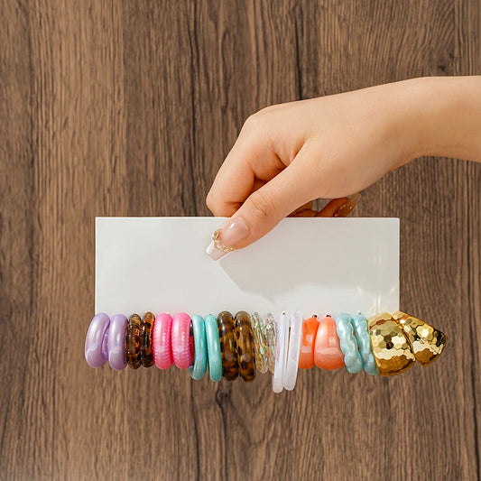 60pcs Korean Version Simple Acrylic Earring Set for Women's Fashion, Colorful and Versatile Earrings and Earrings