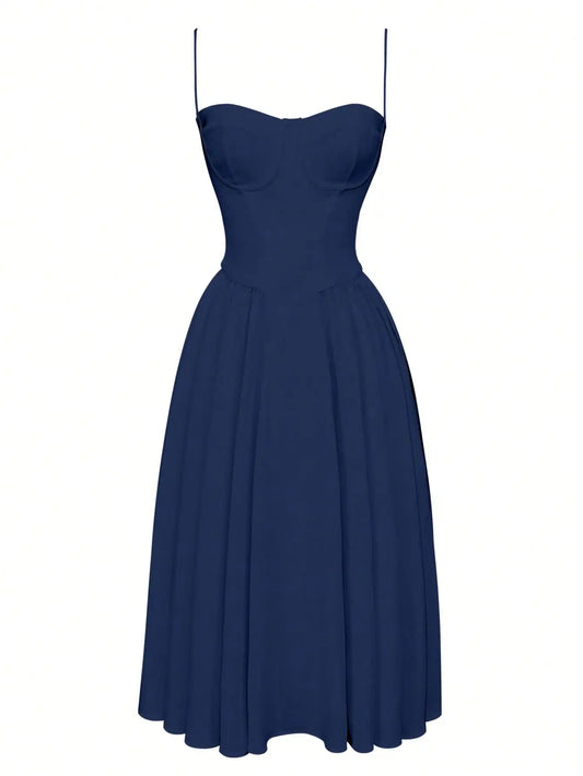 Ladies' summer solid color elegant sexy camisole dress with a three-dimensional cut that showcases a beautiful figure