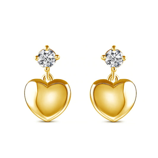 Moissanite Earrings 100% 14K Gold Heart Shaped Children's Drop Earring for Women Girl Anniversary Gift Eternall Creative Jewelry
