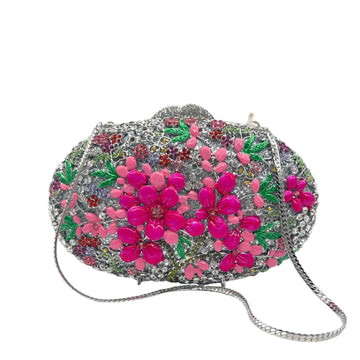 XIYUAN Prom Pink Flower Evening Bag Crystal Wedding Purse For Women Diamond Dinner Party Clutches Bag Rhinestone Handbag as gift