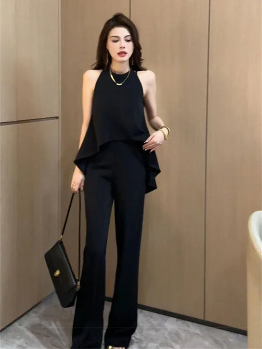 Office Women's Pants Two Piece Set Professional Wear To Work Wholesale Bulk Aesthetic Korea Stylish Outfit Full Ladies Trouser