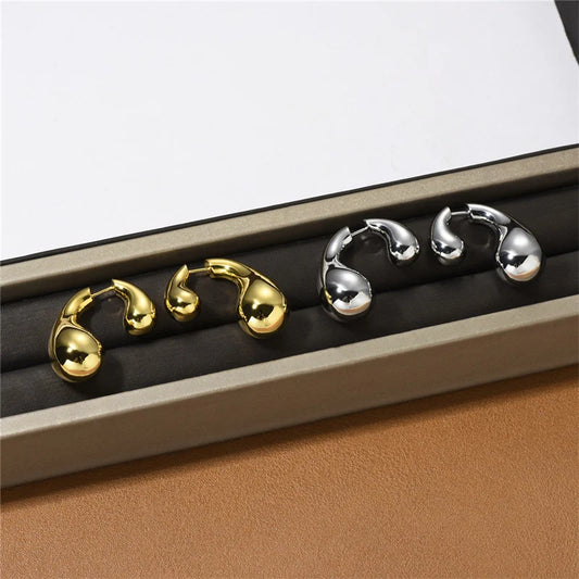 French Fashion Asymmetric Water Drop Earrings for Women Simple OL Commuter All-match Daily Banquet Jewelry