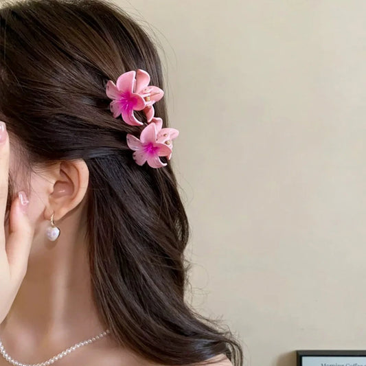 6Pcs Hawaiian Gradient Hair Clips Flower Hair Claws Women Hair Accessories Small Size Fashion Headwear Hairpin Crab Barrette