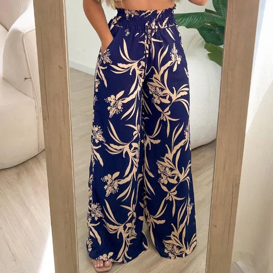 Fashionable Casual Printed Straight Leg Trousers Women's Spring Summer New Arrival Long Pants from Mainland China AE Stock