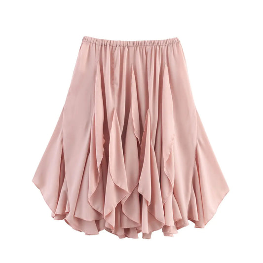 summer new products women's clothing fashionable asymmetric layered decoration versatile vacation style half-body skirt