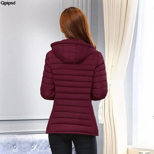 2025 New Women's Parkas lady Winter Thickened Slim Warm Jackets Female Hooded Parkas Women Cotton Padded Jacket Ultralight Coat