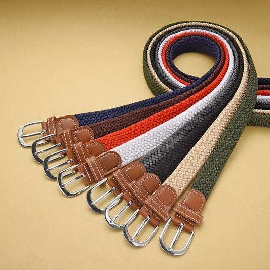 Women's Belt Casual Woven Elastic Belt Outdoor Sports Men's Belt Climbing Work Belt Jeans Suit Pants Men's and Women's Universal
