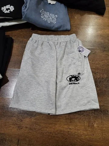 Cartoon Avatar Embroidered Shorts Womens Trendy Street Retro Sports Shorts Big Pockets Y2K Men Pants Casual Loose Sports Pants