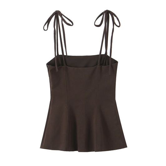 UNIZERA women's top with bow decoration elastic temperament versatile suspender spring new top vest