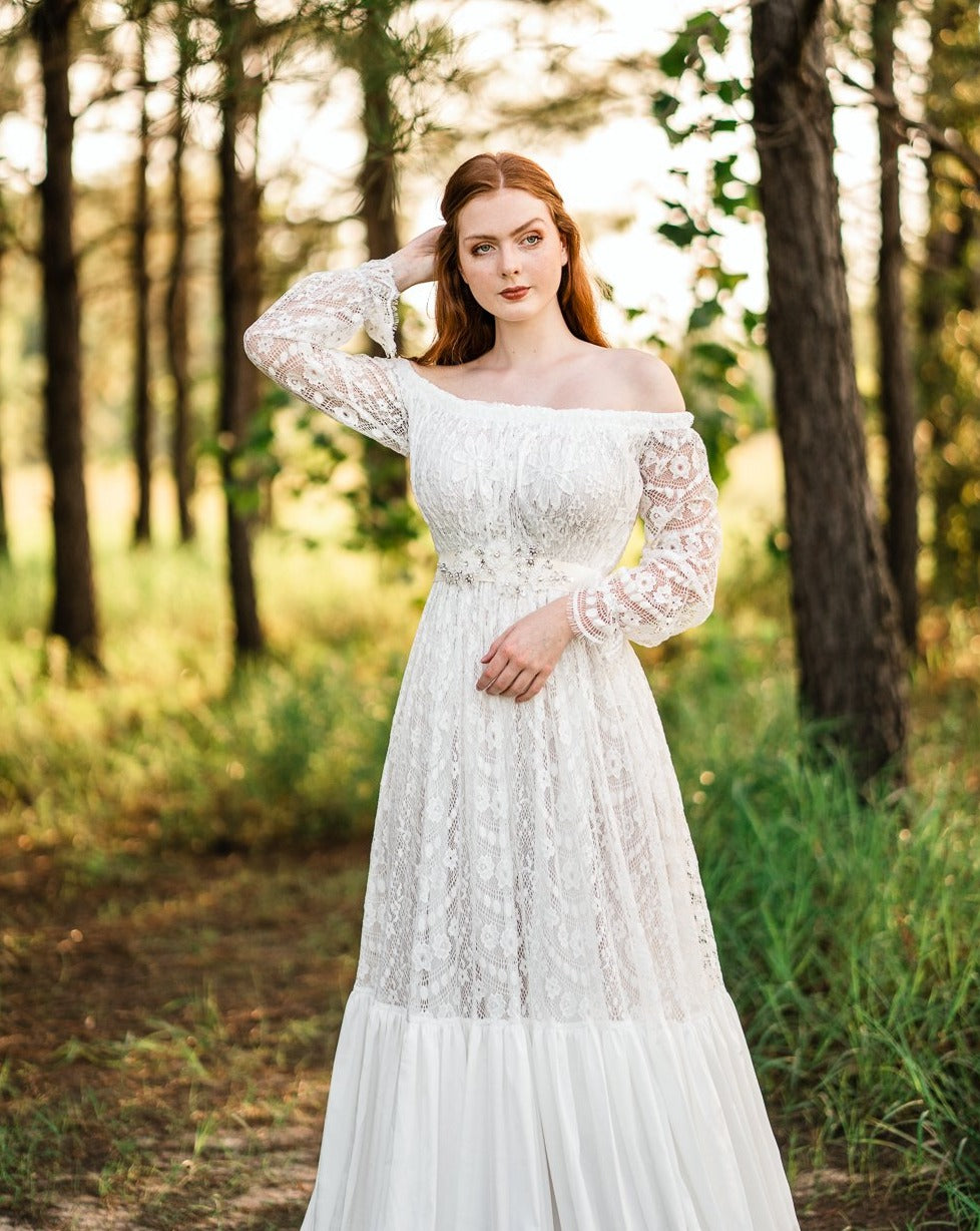 White off the outlet shoulder bohemian dress